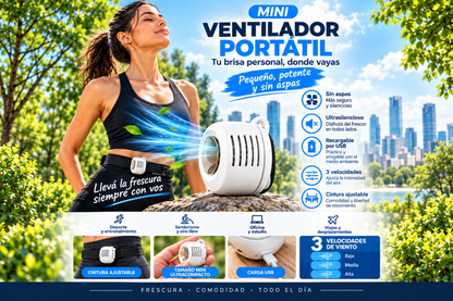 Mini ventilador manos libres de cintura